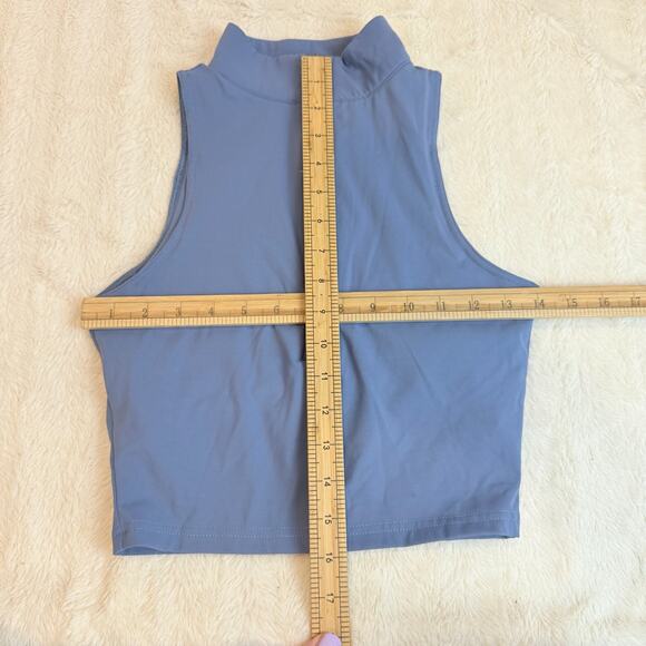 Balance Athletica Workout Top Stretch Spots Bra Yoga M Blue Cropped Zip Up - Picture 9 of 10